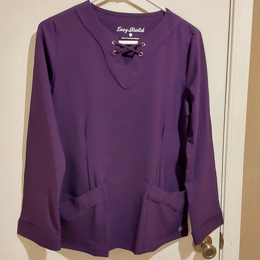 Women's Purple Lace-Up V-Neck Top